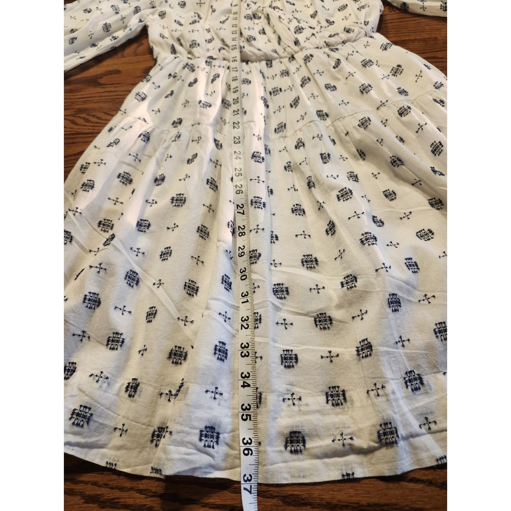 Anthropologie Marcie Surplice Embroidered Puff Sleeve V Neck Dress Medium White - Picture 7 of 11